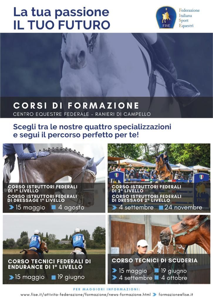 Le date dei Corsi Stanziali al Centro Equestre Federale - Ranieri di Campello 