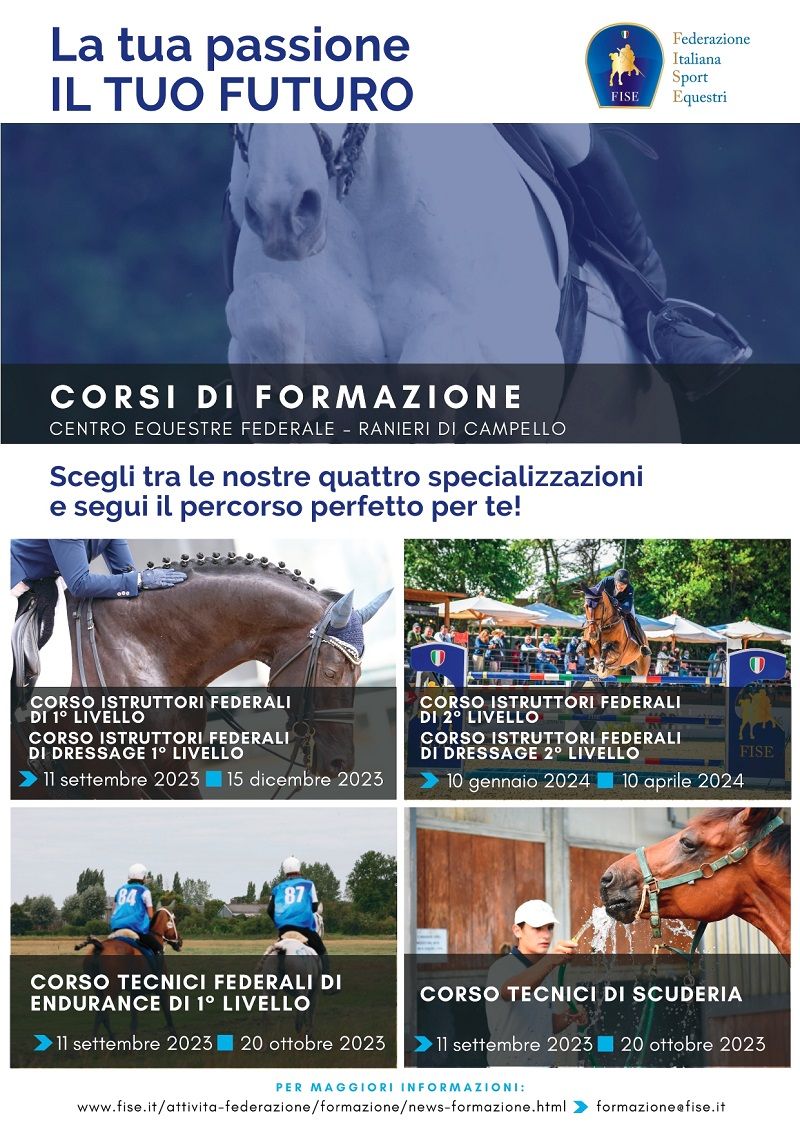 Formazione: da settembre al via i Corsi Stanziali al Centro Equestre Federale - Ranieri di Campello