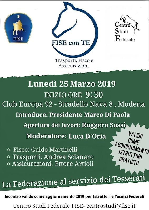 FISE con Te: al Club Europa ’92 di Modena il terzo appuntamento
